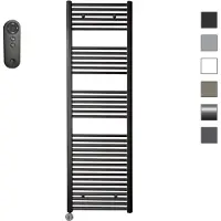 Sanicare HVS elektrische radiator 60x172cm zwart mat met afstandsbediening en thermostaat chroom linksonder