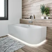 Riho Desire half vrijstaand bad links 184x84cm wit glans met LED strip