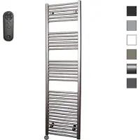 Sanicare HVS elektrische radiator 60x172cm inox-look met afstandsbediening en thermostaat zwart linksonder