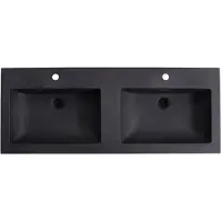 Lambini Designs Lugano wastafel quartz 120cm dubbel met 2 kraangaten zwart mat