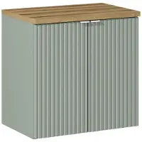 Comad Reed Green badmeubel ribbelfront 60cm met 2 deuren en eiken toppaneel