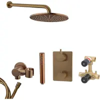 Mueller Bronzo inbouw regendouche met hoofddouche 25cm en muurarm 35cm brons koper geborsteld