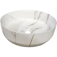 Lambini Designs Color Line ronde waskom 39x12cm witte marmerlook