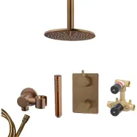 Mueller Bronzo inbouw regendouche met hoofddouche 25cm en plafondarm 20cm brons koper geborsteld