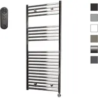 Sanicare HVS elektrische radiator 45x112cm chroom met afstandsbediening en thermostaat chroom rechtsonder