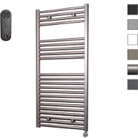Sanicare HVS elektrische radiator 45x112cm inox-look met afstandsbediening en thermostaat chroom rechtsonder