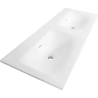 Brauer Glacier dubbele wastafel fine stone 140cm zonder kraangaten wit mat