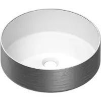 Brauer Circle waskom keramiek 36cm wit glans met zilveren buitenkant