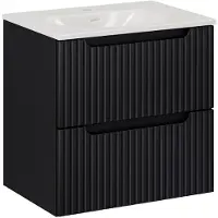 Comad Nova Black badkamermeubel 60x40cm zwart met 2 lades en wastafel 1 kraangat