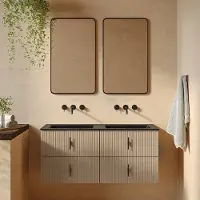 Muebles Marbella badmeubel ribbelfront 120cm macchiato met zwarte wastafel zonder kraangat