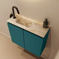 Mondiaz Ture DLux toiletmeubel 60cm smag met wastafel frappe links met kraangat