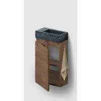 Clou Flush 3 toiletmeubel 36cm donker eiken rechtsdraaiend met fontein polyethyleen heelal zonder kraangat