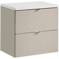 Comad Viva Cashmere badkamermeubel 60cm taupe met 2 lades en wit toppaneel