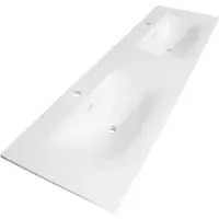 Brauer Glacier dubbele wastafel fine stone 160cm met kraangaten wit glans