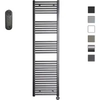 Sanicare HVS elektrische radiator 45x172cm gunmetal met afstandsbediening en thermostaat zwart rechtsonder