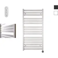 Sanicare Moda elektrische radiator 60x120cm wit mat met afstandsbediening en thermostaat zwart rechtsonder