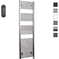 Sanicare HVS elektrische radiator 45x172cm inox-look met afstandsbediening en thermostaat chroom rechtsonder