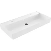 Lambini Designs Valenza wastafel keramiek 100cm met 2 kraangaten wit glans