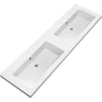 Brauer Solar Medium dubbele wastafel mineraalmarmer 160cm zonder kraangaten wit mat