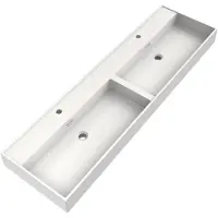 Brauer Gravity dubbele wastafel mineraalmarmer 160cm met 2 kraangaten wit glans