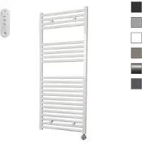 Sanicare HVS elektrische radiator 60x112cm wit met afstandsbediening en thermostaat chroom rechtsonder