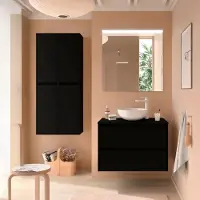 Muebles Project badmeubel 100cm met 2 lades en toppaneel zwart mat
