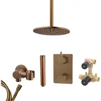 Mueller Bronzo inbouw regendouche met hoofddouche 25cm en plafondarm 30cm brons koper geborsteld