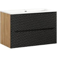 Comad Ocean Black badmeubel 90cm met 2 lades en wastafel wit glans