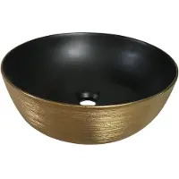 Lambini Designs Pisa waskom keramiek 41cm goud met zwarte binnenkant
