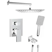 Sapho Cubemix inbouw regendouche vierkant 30cm met wandarm en handdouche chroom