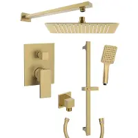 Sapho Cubemix inbouw regendouche vierkant 30cm met wandarm, handdouche en glijstang goud mat