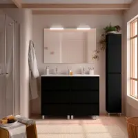 Muebles Project badmeubel 120cm met 6 lades en wastafel zwart mat