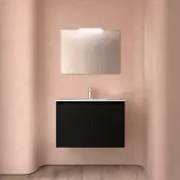 Muebles Project badmeubel 80cm met 2 deuren en wastafel zwart mat