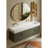Muebles Calas badmeubel ribbelfront 160cm legergroen met solid surface wastafel zonder kraangaten