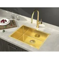 Sapho Zenith spoelbak roestvrij staal 60x45cm goud mat