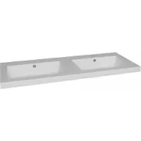 Lambini Designs Como wastafel mineraalmarmer 120cm dubbel met kraangaten wit glans