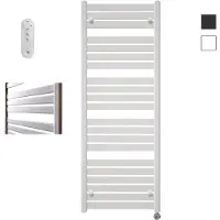 Sanicare Moda elektrische radiator 60x160cm wit mat met afstandsbediening en thermostaat chroom rechtsonder