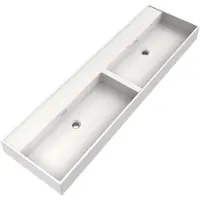 Brauer Gravity dubbele wastafel mineraalmarmer 160cm zonder kraangat wit glans