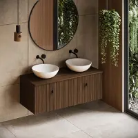 Muebles Sierra badmeubel ribbelfront 120cm walnoot zonder waskom