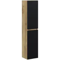 Overig Milenio Hoge Badkamerkast Indus 30cm - Eik-zwart - Met 2 Deuren - 30x140x27cm
