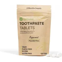 Beewise Tandpasta Tabletten | Zonder Fluriode | Zonder SLS en Microplastic | Zero Waste & Plasticvrij | Toothpaste Tablets | Handy for Travel | Fresh Mint | 120 Tabletten