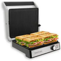 Royalty Line PG7933 Tosti Apparaat XL Voor 4 Tosti's - Contactgrill - 2000W - Panini Grill - 29 x 24.5cm - Uitklapbaar - Tosti Ijzer Met Antiaanbaklaag - Instelbare Temperatuur - Zwart / RVS