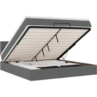 vidaXL Bed poef met matras en LED's 180x200 cm stof donkergrijs