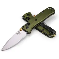 Benchmade Mini Bugout S90V Crushed Silver Cerakote vouwmes, woodland green grivory