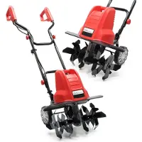 Wiltec Elektrische tuinhark 1500 W met 400 omwentelingen per minuut, elektrische grasmaaier met een werkdiepte van 220 mm, motorgeheug met 24 bladen, bodemfrees op wielen