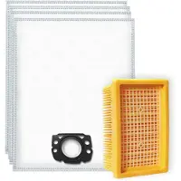 DParts 4x stofzuigerzakken en 1 vlakfilter - geschikt voor Karcher WD4 MV4 - WD5 MV5 - WD6 MV6 premium series - stofzak en filter - nr. 2.863-006.0 - 28630060 - 2.863-005.0 - 28630050