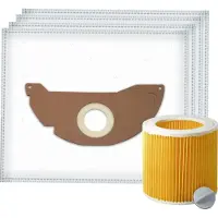 DParts 5x stofzuigerzakken en 1 filter geschikt voor Karcher WD2 en MV2 series - voor series A2004 A2054 WD 2.200 2.210 2.240 2.250 - nr. 6.904-322.0 - 6.414-552.0