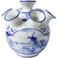 Heinen Delfts Blauw Tulpenvaas - Molen