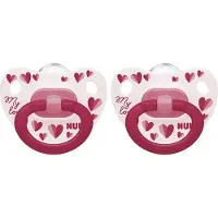 Nuk Classic | My Love | siliconen fopspenen | 2st. set | roze- rood | 18-36 maanden