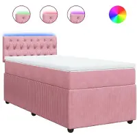 vidaXL Boxspring met matras fluweel roze 80x200 cm